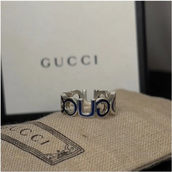 Gucci Sterling Silver & Enamel Ring in Size 7 - Picture 4 of 4